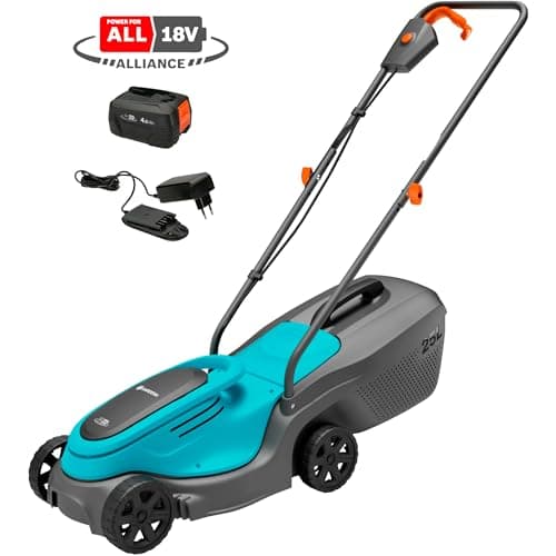 Gardena set tondeuse à gazon sans fil PowerMax 30/18V P4A, prêt à l’emploi: Tondeuse jusqu’à 150 m², largeur coupe 30 cm, hauteur coupe 35–65 mm, volume bac 25 l, poignée ergonomique (14630-20) - Image 8