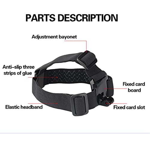 1 x Helmet Head Band for Action Camera, Head Strap Mount, Headband Head Holder, Accessories Compatible with GoPro Hero5/6/7, DJI, Insta360, Black, - Image 3