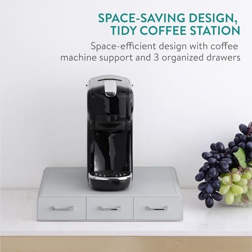 Navaris Coffee Capsule Drawer – Coffee Machine Pod Holder Compatible with Nespresso CBTL K-Cups with 3 Drawers – Storage Pods 48 Capsules – Grey - Image 5