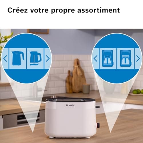 Bosch, Grille-pain, MyMoment, 2 fentes, fonctions décongélation et réchauffage, chauffe-viennoiserie, HighLift, arrêt automatique, blanc, TAT2M121 - Image 6