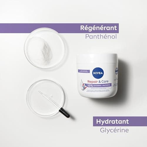 NIVEA REPAIR & CARE Baume Réparateur Visage, Corps & Mains Peaux Sèches & Sensibles (1 x 400 ml), Crème à la glycérine & panthénol anti-démangeaison, Soin corps hydratant non parfumé 72H - Image 7
