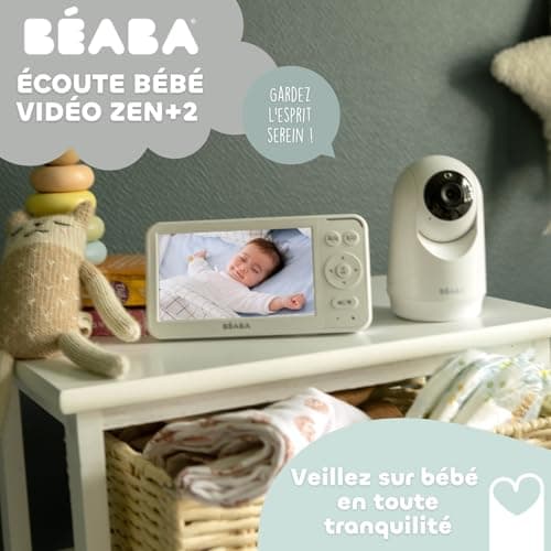 BÉABA, Zen Plus 2 Babyphone Camera – 360° Rotatable Camera, 5 Inch HD Display, Night Vision, Walkie-Talkie, Thermometer, 8 Lullabies, 300 m Range, 20 Hour Battery Life, 4 Connectable Cameras, White - Image 3