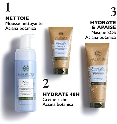 Sanoflore Masque SOS Aciana Botanica – Masque Hydratant Apaisant Visage Certifié Bio – Au Bleuet Bio – À l’acide hyaluronique naturel - À l’Aloe Vera Bio – 75ml - Image 6