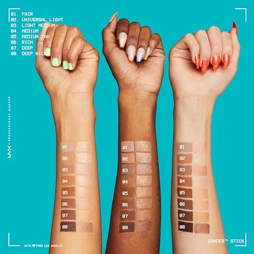 NYX Professional Makeup Highlight & Contour Stick, Double Tip, Definition & Shine, Modular & Vegan Formula, Wonder Stick, Shade: Fair (01) - Image 8