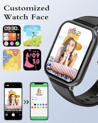 RUIMEN Montre Connectée Homme Femme avec Appel Bluetooth Smartwatch avec Podometre Cardiofrequencemetre Oxymetre Montre Sport pour iPhone Android Etanche IP68 Notification Chronometre Meteo Noir - Image 6