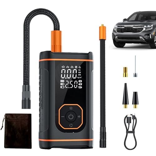 Compresseur de pneu portable - Rechargeable - Avec écran numérique - Accessoire automobile - Pompe à air et gonfleur - Pour motos, voitures, vélos, ballons et - Image 2