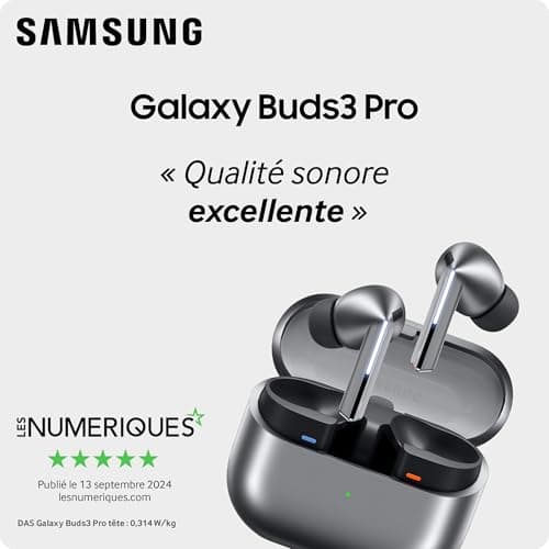 Samsung Galaxy Buds3 Pro, Wireless Earbuds, Active Noise Cancelling, Bluetooth, Silver, Audio 360, Galaxy AI, Mains Charger Included, (FR Version) [Amazon Exclusive] - Image 3