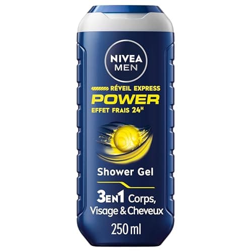 NIVEA MEN Gel douche Réveil Express Power (1 x 250 ml) — Soin lavant vivifiant enrichi en Infusion d'Agrumes — Gel douche homme 3 EN 1 — Soin nettoyant Corps Visage & Cheveux Effet Frais 24H - Image 2
