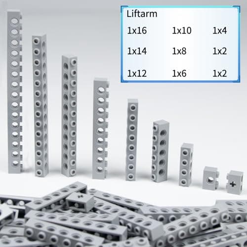 114 Pieces Construction Techniques Set - Hole Beams, Lifting Arms, L and T Beams Compatible LEGO - STEM Building Set for Kids and Adults (Grey) - Image 4