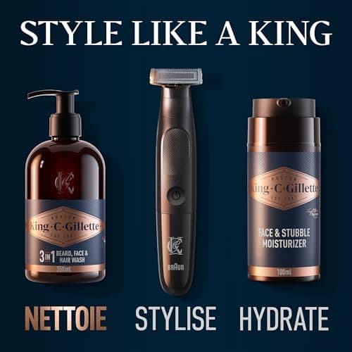Gillette King C Nettoyant 3-en-1 Pour Barbe, Visage Et Cheveux, Revitalise Et Nettoie En Profondeur, Conçu Pour La Routine De Soin Quotidien, Doté D’Un Parfum Masculin, Formule Avec De L’Huile D’Argan - Image 8