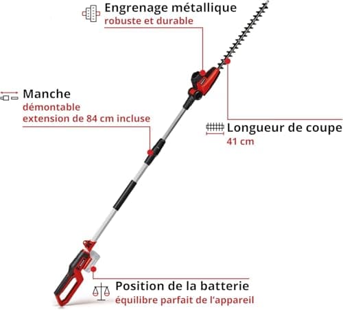 Einhell Cordless Telescopic Hedge Trimmer GC-HH 18/45 Li T-Solo Power X-Change (li-ION, 18 V, Main Handle Swivel, Motor Block Tiltable to 7 Positions, without Battery or Charger) - Image 4
