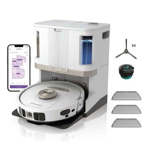 Shark PowerDetect Robot Washer Vacuum Cleaner - 60 Day Self-emptying Base Cleaner - 3D Navigation LiDAR - WiFi/App - 1 Anti-Odor Cartridge, 3 Standard Pads and 1 Anti-Microbial, 1 Brush - White - Image 2
