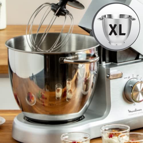 Moulinex Pastry Processor, XXL Stainless Steel Bowl 6.7 L, 1500 W, 10 Speeds + Pulse Function, Cast Aluminium Body, Premium Pastry Kit, Masterchef Grande Grey QA810D01 - Image 5