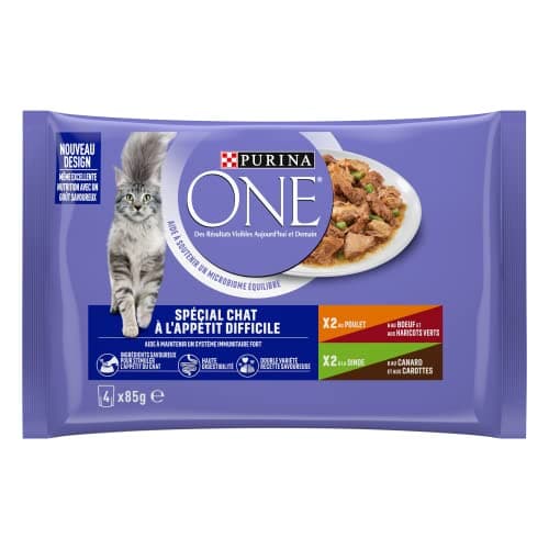 PURINA ONE | Benefits | Adult Cat with Difficult Appetite | Sliced in Sauce | Stimulates the Cat's Appetite, High Digestibility | Chicken & Beef & Turkey & Duck | Lunch Bag | Pack of 12 (4 x 85g) - Image 4