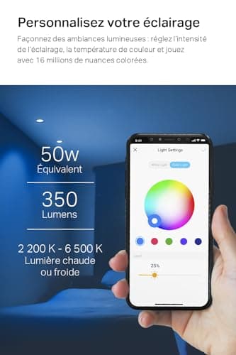 Tapo Ampoule Connectée WiFi, Ampoule LED GU10 Multicolore 2200K-6500K, Dimmable 350 Lumens, 3.7W équivalent à 50W, Compatible avec Alexa et Google Home, Economie d'énergie, L630(2-pack) - Image 4
