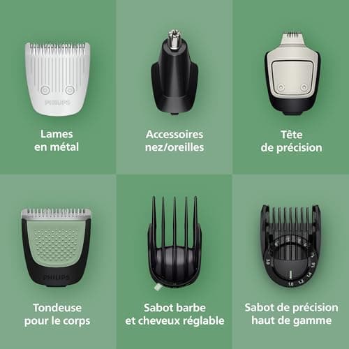Philips Multigroom série 7000 Tondeuse tout-en-un 16 accessoires – tondeuse pour barbe, cheveux et corps, lames en métal auto-affûtées, 21 hauteurs de coupe (0,5-16 mm), modèle MG7931/15 - Image 7