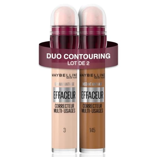 Maybelline New York - Lot de 2 Anti-cernes Fluide - Kit Correcteur & Contouring - Instant Anti-Age L’Effaceur - Teintes : Clair (03) & Olive Doré (145) - 2x 6,8 ml - Image 3