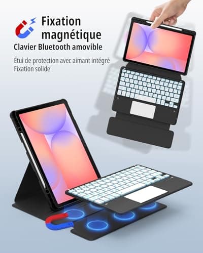 CACOE Samsung Galaxy Tab S10 Lite 5G / S10 FE / S9 FE / S9 FE / S9 10.9 Inch / 11 Inch (2025/2023) 360 Rotating Keyboard Case Cover with Touchpad 7 Colours Backlit Black - Image 6