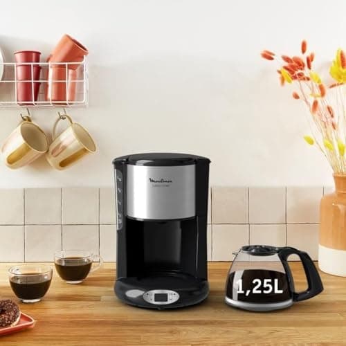 Moulinex Drip Coffee Maker, 1.25 L Capacity, 10 to 15 Cups, 24 Hour Programming, Keep Warm, Subito FG362810, Black - Image 6