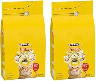 FRISKIES Au Bœuf, au Poulet et aux Légumes - 1,5 KG - Croquettes pour Chat Adulte (Lot de 2)
