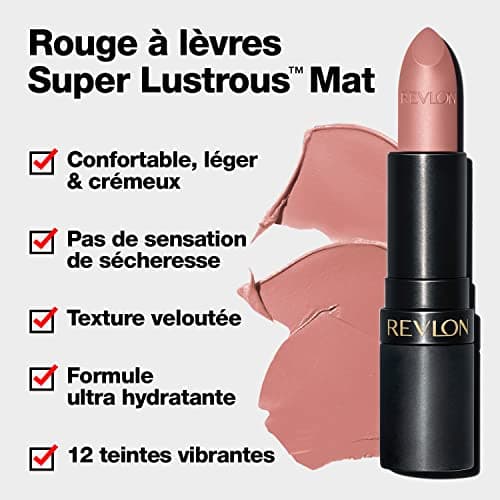 REVLON Rouge à lèvres Super Lustrous The Luscious Mattes, Formule crémeuse pour des lèvres douces et pulpeuses, Sensation d'hydratation, 003 Pick Me Up, 4,2g - Image 5