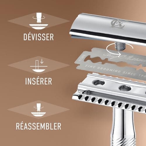 Gillette King C Men's Single Blade Safety Razor for Closer Shaving, Men's Beard Set with 5 Refill Cartridges for Easy Replacement, Metal Handle - Image 7