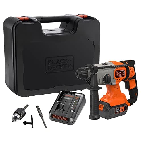 BLACK+DECKER BCD900M1K-QW 18V SDS-Plus Cordless Drill Hammer 4.0Ah Battery, 2A Charger, Case, Adjustable Handle, LED Lighting, - Image 2