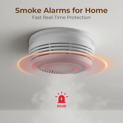 Connected Smoke Detector, Fire Alarm Smoke Detector 10 Years with Replaceable 9V Battery, Low Battery Alarm, Certified According to EN14604, 6 PCS - Image 3