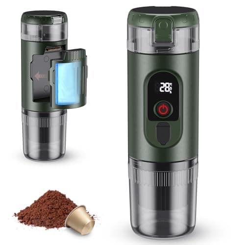 2 in 1 Portable Coffee Maker with 7650mAh Battery, Hot/Cold Extraction, for Nespresso Capsules and Ground Coffee, Portable Coffee Maker for Office, Travel and Camping (Green) - Image 3