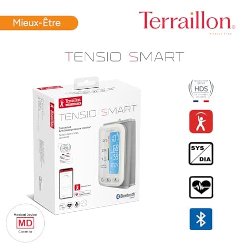 TERRAILLON – TENSIO SMART, Blood Pressure Monitor Connected Arm, Bluetooth, Blood Pressure, Heart Rate, Color Indicators, 2 Profiles, 60 Memories, Armband Dim. 22-32 cm, White - Image 7