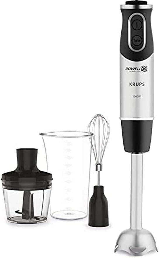Krups HZ6568 Steffen Henssler Special Edition | With Whisk, Chopper 500 ml, Measuring Jug 800 ml | 1000 W | 4 Extra Sharp Knives | Powelix Technology | Stainless Steel/Dark Grey - Image 1