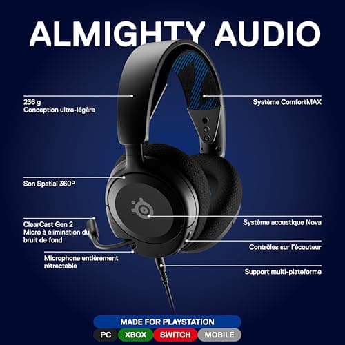 SteelSeries Arctis Nova 1P Multi-System Gaming Headset - Hi-Fi with Drivers - 360° Space Sound - Memory Foam Ear Pads - Noise Cancelling Microphone - PS5, PS4, PC, Switch, Xbox - Black - Image 3