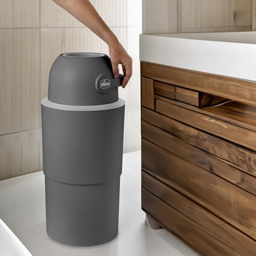 Chicco XL Nappy Bin, Odor Control, Nappy Disposal, Compact and Space-Saving Bin, 15 Odour-Off Bags Included, No Need for Refills, Uses Normal Bags, Grey - Image 3