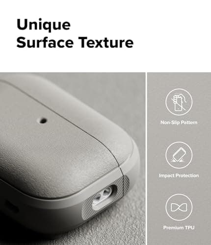 Ringke Case Compatible AirPods Pro 3 Magnetic Case [Onyx Magnetic] Anti-slip and Shockproof, Ultra Thin Soft Protection with Durable Bumper and Chrome Carabiner - Warm Gray - Image 5