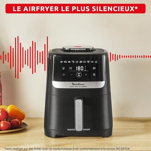 Moulinex Easy Fry Silence, Air Fryer, 5L, 1.5 kg, Silent Technology, Easy Clean & Store System, 10 Programmes, Black, EZ5528F0 - Image 4
