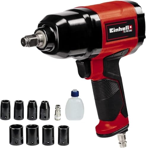 Einhell Pneumatic nutrunner TC-PW 340 (max. torque 340 Nm, left/right rotation, rubber handle, with 8 sockets, oil bottle (empty), connection) - Image 2