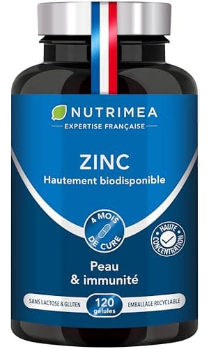 ZINC Citrate - Formule 100% Pure - Haute Absorption - Aide à Lutter Contre l'Acne - Apporte 40 mg de dont 12,5 mg de Zinc Élément (Zn) - 120 Gélules Vegan - Nutrimea - Fabriqué en France - Image 2