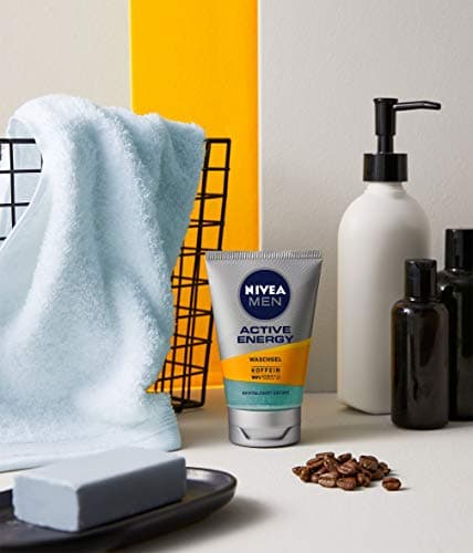 NIVEA MEN Gel nettoyant Active Energy (100 ml), gel nettoyant à la caféine 100% naturel, nettoyant pour le visage rafraîchissant et en profondeur - Image 8