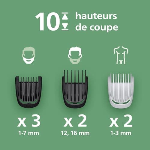 Philips Tondeuse tout-en-un Multigroom série 3000 9 accessoires - Tondeuse pour barbe, cheveux et corps, Lames auto-affûtées respectueuses de la peau, 12 hauteurs de coupe, Modèle MG3946/15 - Image 5