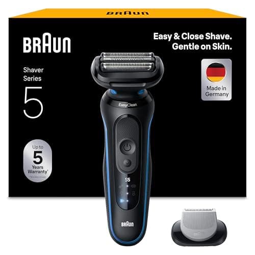 Braun Men's Electric Shaver Series 5 52-B1600S, Blue, Waterproof, Flexible Blades for Gentle Shaving and Shaving, 2 Shaving Modes, Set with Body Trimmer Accessory - Image 3