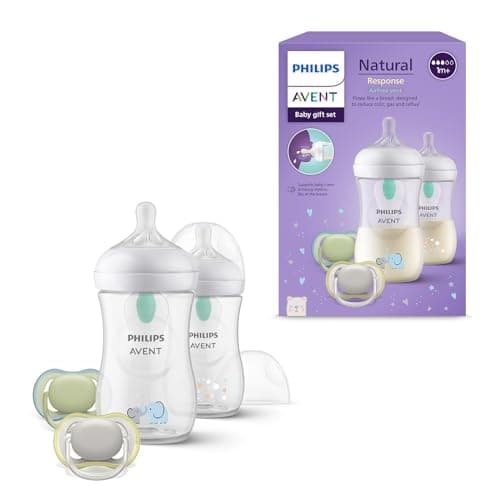 Philips Avent Natural Response Baby Bottle Set: 2 x 260 ml Anti-Colic Bottles with T3 Teats (1 Months+), 2 Ultra Air Soothers (Model SCD657/12) - Image 2