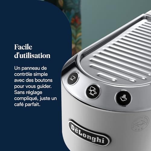 De'Longhi Dedica Style EC685.W, Stainless Steel Pump Coffee Machine for Ground Coffee or Pods, Espresso and Cappuccino Machine, 1.3L Tank, Anti-Drip System, White - Image 6