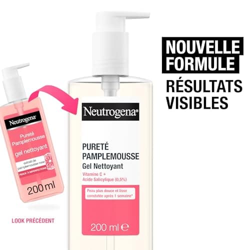 Neutrogena – Gel Nettoyant Pureté Pamplemousse (tube de 200 ml) – Nettoyant visage à la vitamine C et acide salicylique (0,5%) – Peau plus douce et lisse constatée après 1 semaine* - Image 5