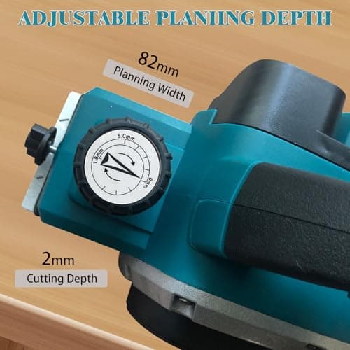 Cordless Planer Compatible with Makita 18V Battery, 3200 RPM, Planing Width 82 mm and Depth Adjustable from 0 to 2 mm, Electric Hand Planer for Woodworking and Furniture DIY - Image 5