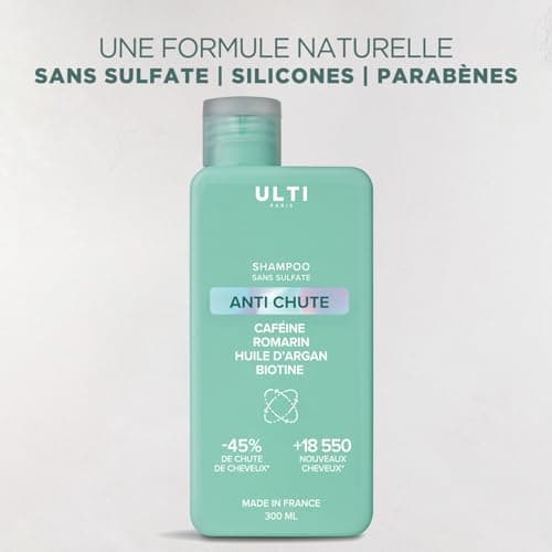 Shampooing Anti chute - sans sulfate - 300ml - Caféine Romarin Huile d'argan Biotine - 45% de réduction de chute +18550 cheveux - fabriqué in France - Image 5