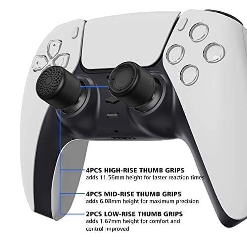 playvital Controller Cap for PS5/PS4, Joystick Caps for Xbox Series/One X S, Cover Stick Analog for Nintendo Switch Pro Controller-Black, Embossed & Studded Dots - Image 5