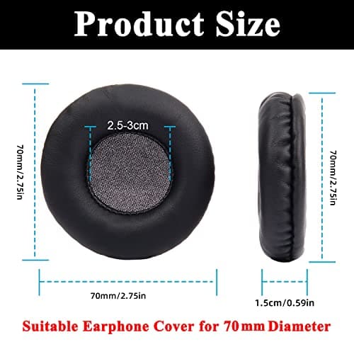 Yizhet 1 Pair 70mm Replacement Ear Pads Foam Ear Pads for Sony Philips JBL ATH (Diameter: 70mm, Black) - Image 5