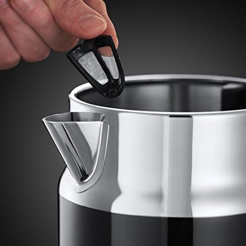 Russell Hobbs Electric Kettle (Vintage Premium Design) Black (1.7L, 2400W, Fast Boiling, Retro Temperature Gauge, Markers 1-2-3 Cups, Drain, Removable Lid) 21671-70 - Image 4