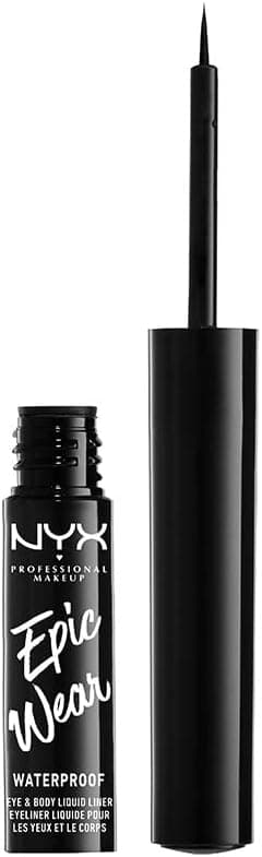 NYX Professional Makeup Eyeliner Liquide Semi-Permanent Epic Wear, Longue Tenue, Waterproof, Maquillage et Body Art Créatif, Fini Mat, Couleur : Noir
