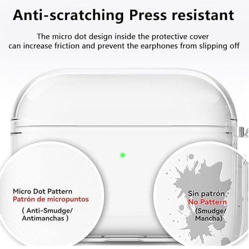 Compatible with AirPods Pro 3 Case, Visible LED Indicator, TPU Shockproof Protective Case with Key Ring and Cleaning Pen (Transparent) - Image 6